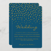 Gold Polka Dot - Blue & Gold - Hochzeit Einladung (Vorne/Hinten)
