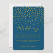 Gold Polka Dot - Blue & Gold - Hochzeit Einladung (Vorderseite)