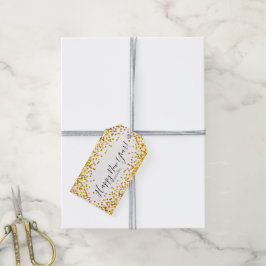 Gold Polka Dot Confetti Happy New Year Gift Tags Geschenkanhänger
