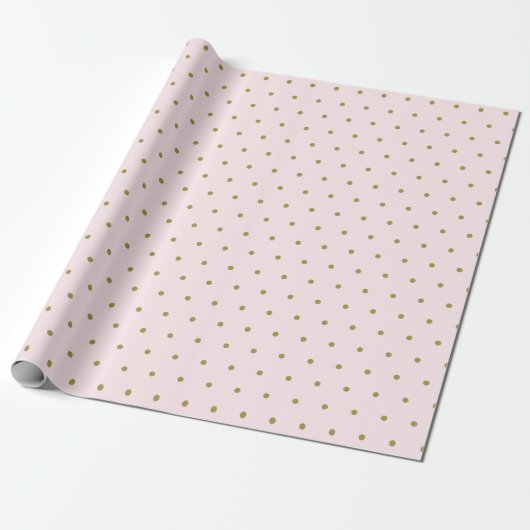 Gold Polka Dot Muster Blush Pink Geschenkpapier (Ungerollt)