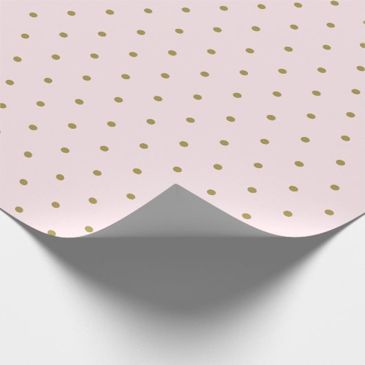 Gold Polka Dot Muster Blush Pink Geschenkpapier (Ecke)