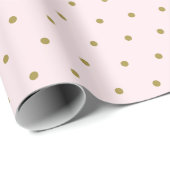 Gold Polka Dot Muster Blush Pink Geschenkpapier (Rolleneckpunkt)