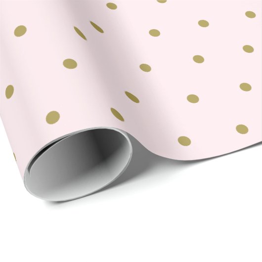 Gold Polka Dot Muster Blush Pink Geschenkpapier (Rolleneckpunkt)
