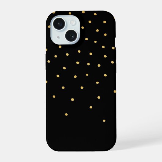 Gold Polka Dot Muster Tiny Hand Drawing Fading iPhone 15 Hülle (Rückseite)