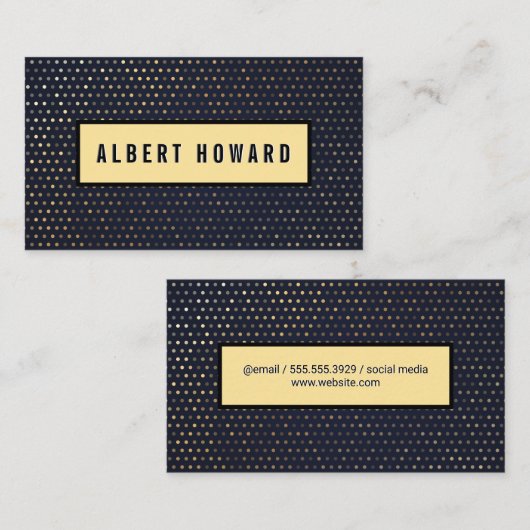 Gold Polka Dot Muster Visitenkarte (Vorne/Hinten)