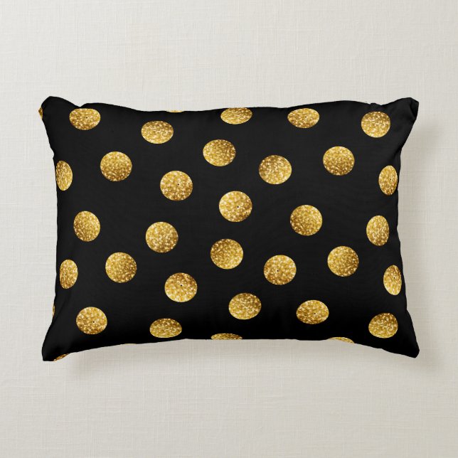 Gold Polka Dot: Nahtlos funkeln. Dekokissen (Vorderseite)