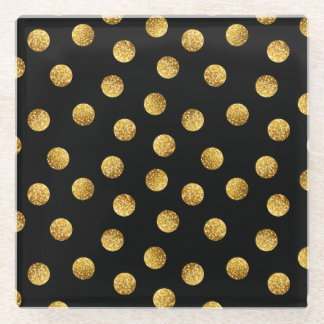 Gold Polka Dot: Nahtlos funkeln. Glasuntersetzer