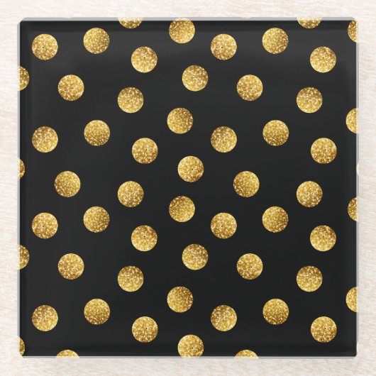 Gold Polka Dot: Nahtlos funkeln. Glasuntersetzer (Vorderseite)