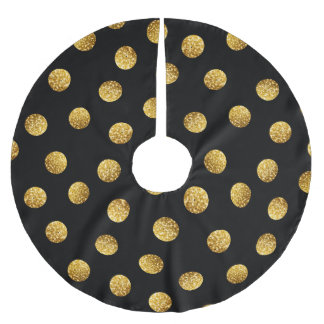 Gold Polka Dot: Nahtlos funkeln. Polyester Weihnachtsbaumdecke
