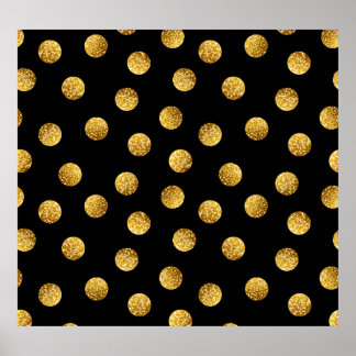Gold Polka Dot: Nahtlos funkeln. Poster
