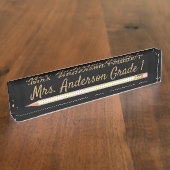 Gold Polka Dot Pencil Personalisieren Schreibtisch Namensplakette (Seite)