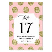 Gold Polka Dot Rosa Tischkarten Tischnummer (Rückseite)