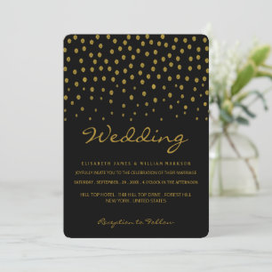 Gold Polka Dot - Schwarz & Gold - Hochzeit Einladung