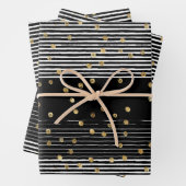 Gold Polka Dot Schwarz-weiß Abstrakt Geschenkpapier Set (Beispiel)