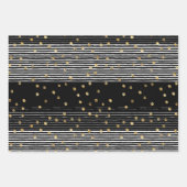 Gold Polka Dot Schwarz-weiß Abstrakt Geschenkpapier Set (Vorderseite)