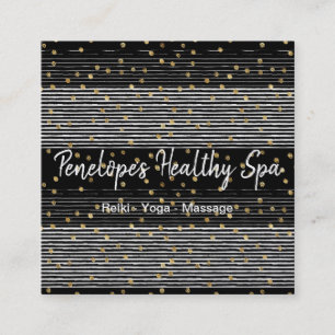 Gold Polka Dot Schwarz-weiß Abstrakt Quadratische Visitenkarte