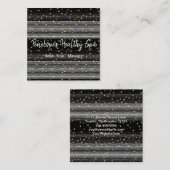 Gold Polka Dot Schwarz-weiß Abstrakt Quadratische Visitenkarte (Vorne/Hinten)