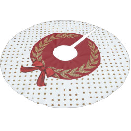 Gold Polka Dot Tree Skirt Polyester Weihnachtsbaumdecke