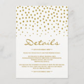 Gold Polka Dot - Weiß & Gold - Hochzeitsdetails Begleitkarte (Vorderseite)