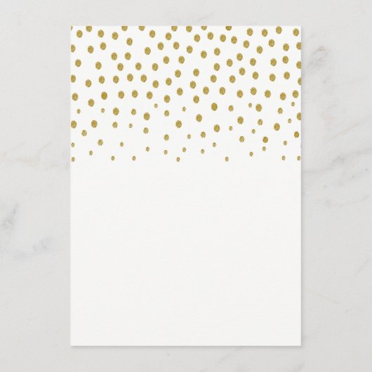 Gold Polka Dot - Weiß & Gold - Hochzeitsdetails Begleitkarte (Rückseite)