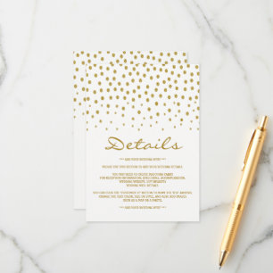 Gold Polka Dot - Weiß & Gold - Hochzeitsdetails Begleitkarte