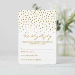 Gold Polka Dot - White & Gold - Hochzeit RSVP Karte