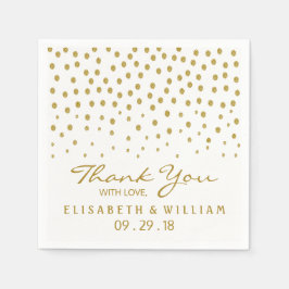 Gold Polka Dot - White & Gold - Hochzeit Serviette