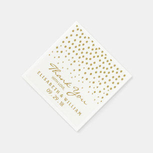 Gold Polka Dot - White & Gold - Hochzeit Serviette