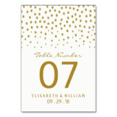 Gold Polka Dot - White & Gold - Hochzeit Tischnummer (Rückseite)