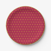 Gold Polka Dots auf Burgund Pappteller (Vorderseite)