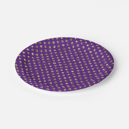 Gold Polka Dots auf Papier-Papierplatte Pappteller (Schrägansicht)
