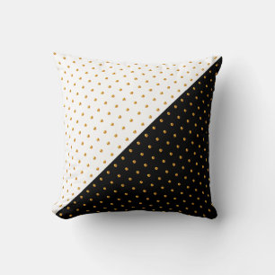 Gold Polka Dots auf Schwarz & Weiß Kissen