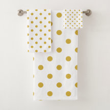 Gold Polka Dots auf Weiß