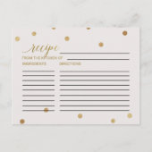 Gold Polka Dots Brautparty Rezept Karten (Vorderseite)