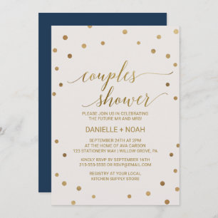 Gold Polka Dots Couples Dusche Einladung