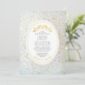 Gold Polka Dots Floral White Brautparty Einladung (Stehend Vorderseite)