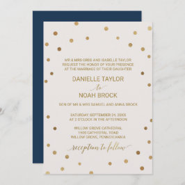 Gold Polka Dots Formal Wedding Einladung
