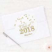 Gold Polka-dots Glitzer Class of 2018 Abschluss Runder Aufkleber (Umschlag)