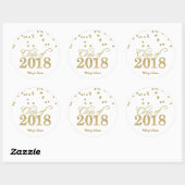 Gold Polka-dots Glitzer Class of 2018 Abschluss Runder Aufkleber (Blatt)