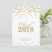 Gold Polka-dots Glitzer Class of 2018 Party Einladung (Stehend Vorderseite)