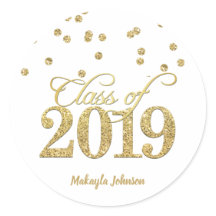 Gold Polka-dots Glitzer Class of 2019 Abschluss