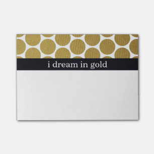Gold Polka Dots I Dream in Gold Post-it Klebezettel