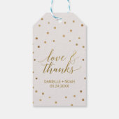 Gold Polka Dots "Liebe & Dank" Liebesmarken Geschenkanhänger (Rückseite)
