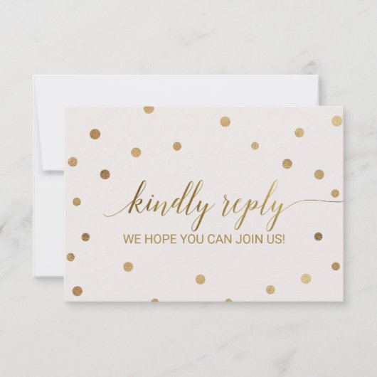 Gold Polka Dots Menü Auswahl RSVP Karte (Vorderseite)