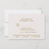 Gold Polka Dots Menü Auswahl RSVP Karte (Rückseite)