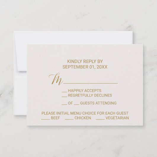 Gold Polka Dots Menü Auswahl RSVP Karte (Rückseite)
