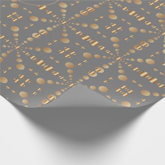 Gold Polka Dots Muster Mit Monogramm Grau Weihnach Geschenkpapier (Ecke)