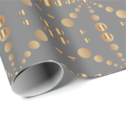 Gold Polka Dots Muster Mit Monogramm Grau Weihnach Geschenkpapier (Rolleneckpunkt)
