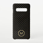 Gold Polka Dots Muster Monogram Initial Black Samsung Galaxy S10 Hülle<br><div class="desc">Ein zeitloses Muster von Goldpolka-Punkten auf einem klassischen schwarzen Hintergrund mit Monogramm Initial. Individualisieren Sie Ihren Einstieg einfach und Sie können auch Hintergrund und Schriftart ändern,  wenn Sie möchten,  über die Option Weitere anpassen.</div>