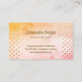 Gold Polka Dots Muster | Wasserfarbe Stilvoll Visitenkarte (Rückseite)